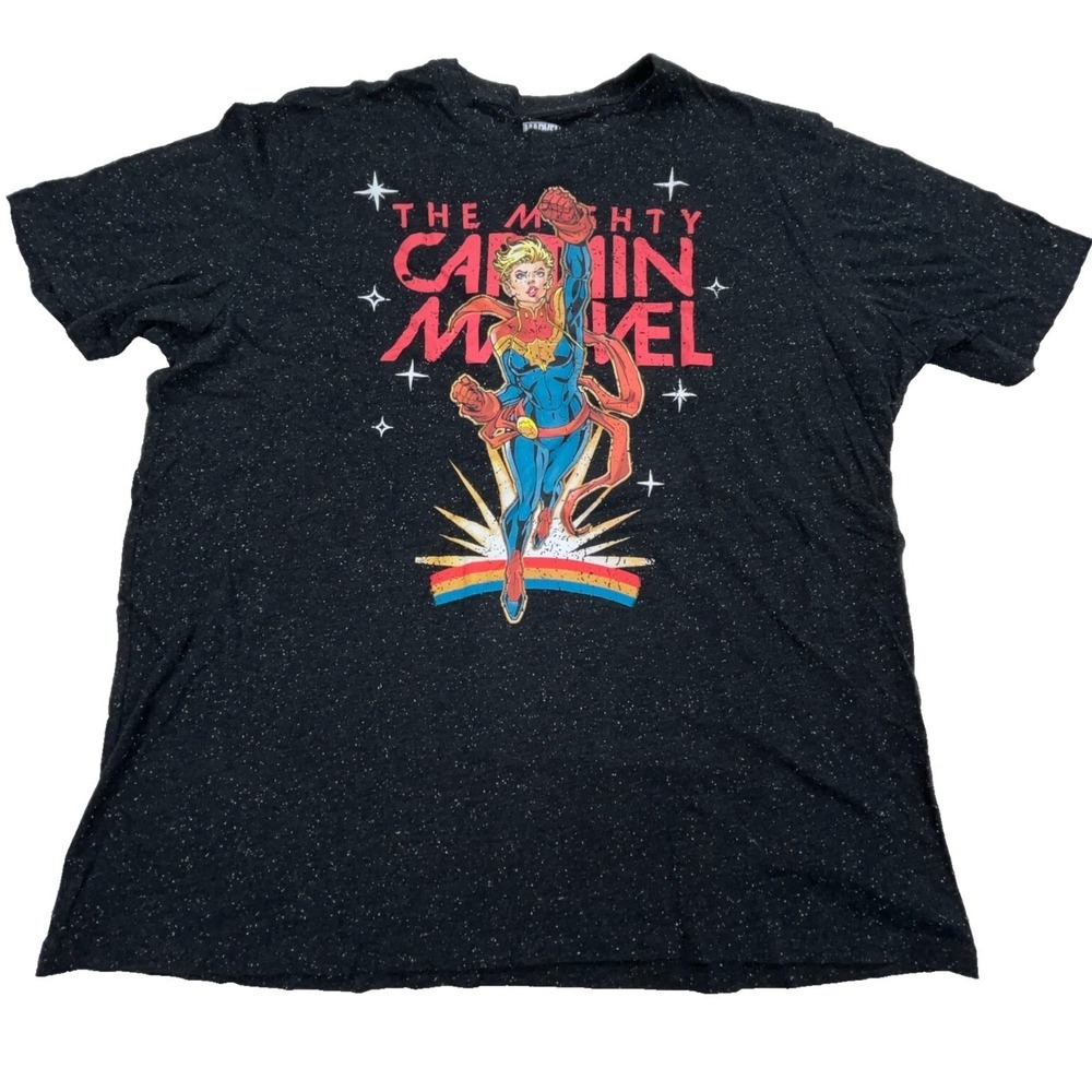 Captain Marvel Shirt Men 2XL XXL Black Mighty Marvel Comics Hero Tee Adult Space